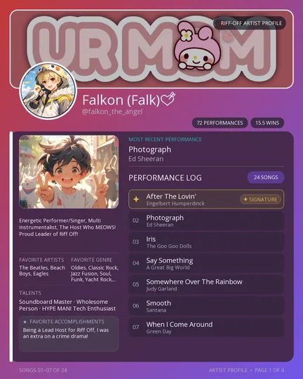 Page 1 preview of Falkon💘's Artist Profile