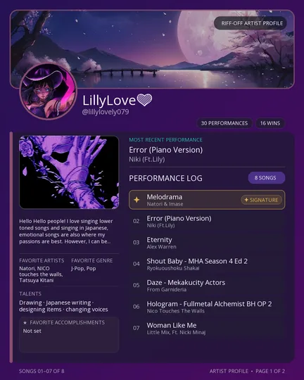 Page 1 preview of LillyLove💜's Artist Profile